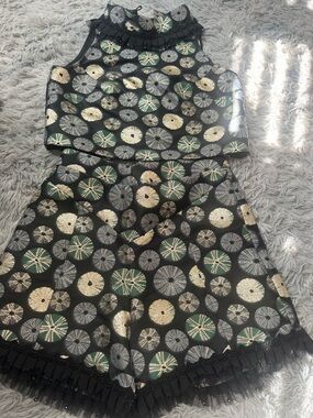 Metallic Circle Print Two-Piece Set - Black & Gold